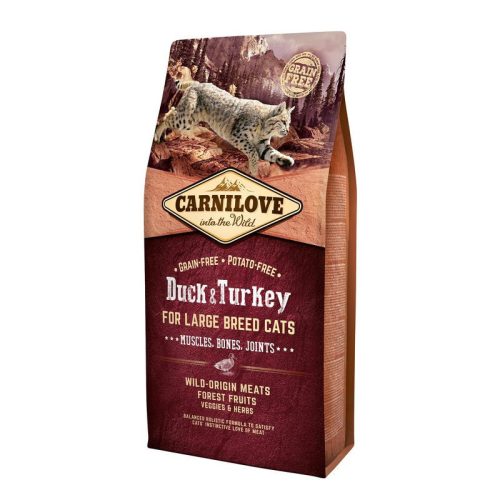 Carnilove Cat Duck & Turkey Large Breed – Muscles, Bones, Joints Kacsa és Pulyka Hússal 6kg