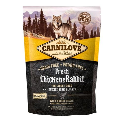 Carnilove Fresh Adult Dog Chicken & Rabbit Muscles, Bones & Joints- Csirke és Nyúl Hússal 1,5kg