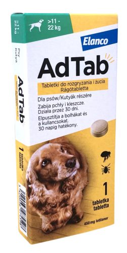 AdTab rágótabletta nagy testű kutyáknak (>11-22 kg) 450mg