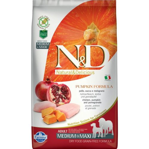 N&D Dog Grain Free csirke & gránátalma sütőtökkel adult medium & maxi 2,5kg