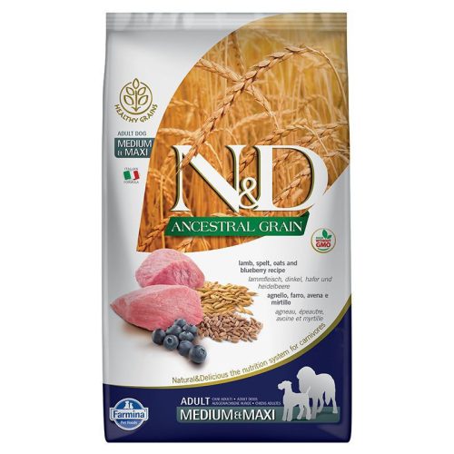 N&D Dog Ancestral Grain bárány, tönköly, zab & áfonya adult medium & maxi 12kg