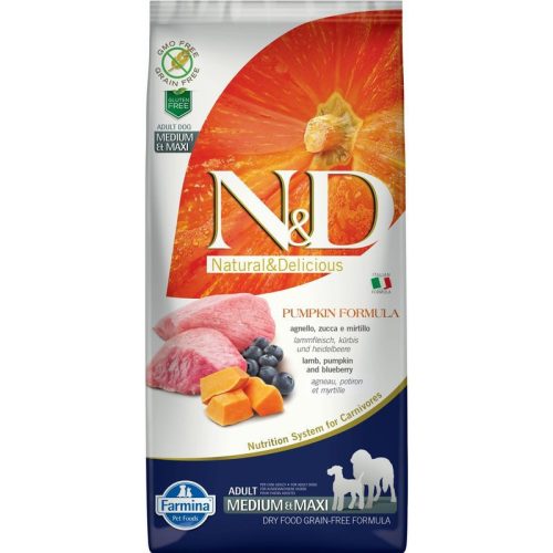 N&D Dog Grain Free bárány & áfonya sütőtökkel adult medium/maxi 12kg