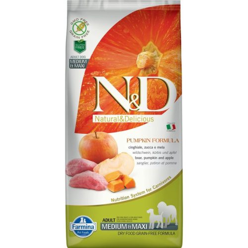 N&D Dog Grain Free vaddisznó & alma sütőtökkel adult medium/maxi 12kg