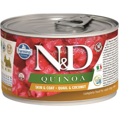N&D Quinoa Dog konzerv fürj & kókusz adult mini 140g